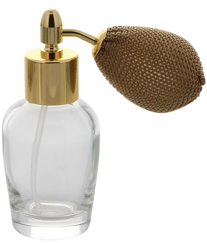 Bauchiger Mini Parfümflakon mit Ballpumpe, Glas 30ml Kosmetex Flakon für Parfum Colognes, leer 