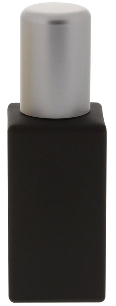 Glas-Flakon mit silbernem Zerstäuber, 100ml Kosmetex Parfüm-Zerstäuber, schwarz matt 