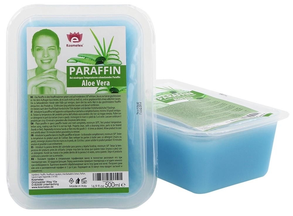 Kosmetex Paraffin-wachs, Paraffinbad Wachs mit niedrigeren Schmelzpunkt mit Aloe Vera Extrakt, 2 x 500ml 