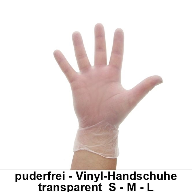 Vinyl Handschuhe, Einmalhandschuhe, transparente Einweghandschuhe,100 Stück Größe M