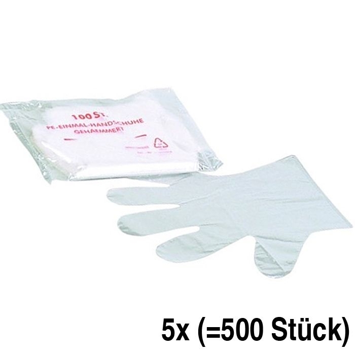 Handschuhe, Einweg-Handschuhe Gastronomie, Handel, Obst, Küche, Kosmetik Paraffinbad, PE, Einmal, Einheitsgröße, 5 Packungen