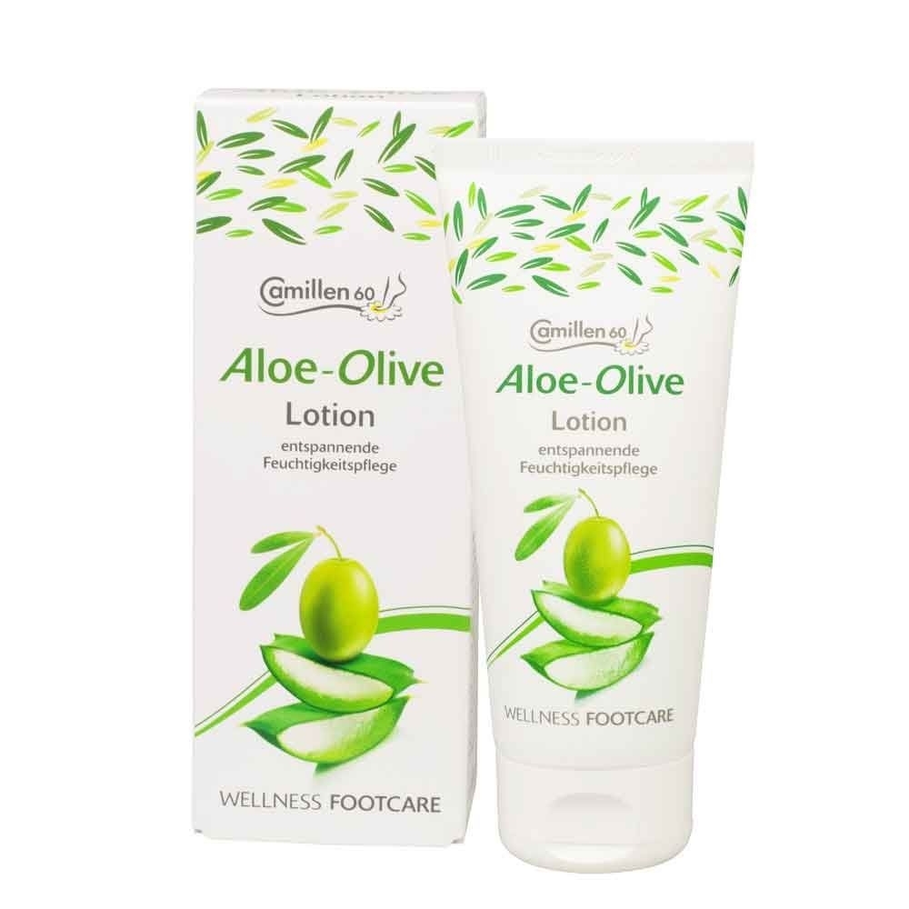 Lotion Aloe, Olive, Camillen 60, Feuchtigkeitspflege Wellness Foot Care mit Aloe Vera und Olivenöl, 100 ml
