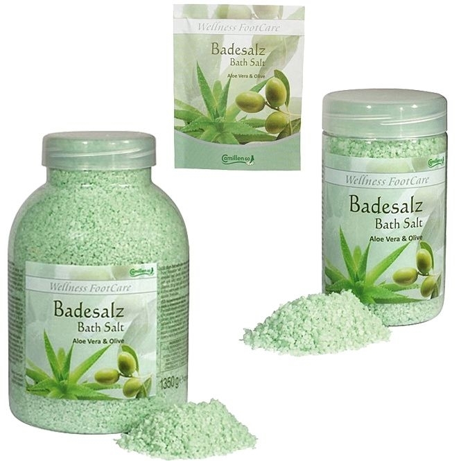 Badesalz Aloe, Olive, Camillen 60, Fussbad Wellness Foot Care mit Aloe Vera und Olivenöl, 