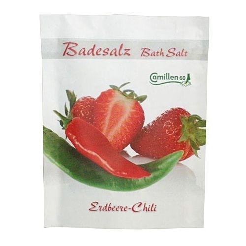 Badesalz Erdbeere, Chili, Camillen 60, Fussbad wärmender Badezusatz für kalte Füsse, mit Fruchtextrakt, 40 g