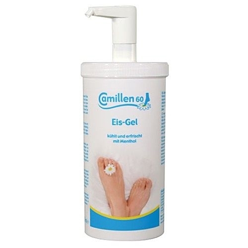 Eis Gel Camillen 60, kühlende Fußcreme mit Kamille, Menthol, für heisse Füsse 450ml mit Spender