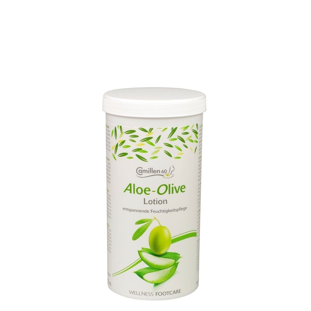 Lotion Aloe, Olive, Camillen 60, Feuchtigkeitspflege Wellness Foot Care mit Aloe Vera und Olivenöl, 450ml Nachfüll