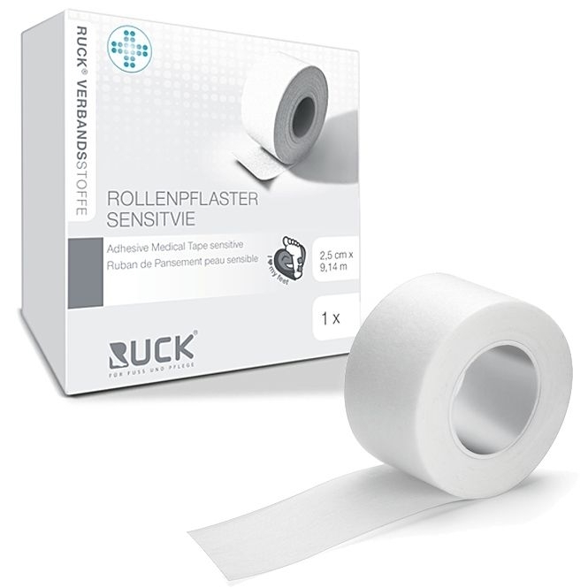 Ruck Rollenpflaster sensitiv, Pflaster zum Fixieren, hautfreundlich, 9 mtr. 2,5 cm breit
