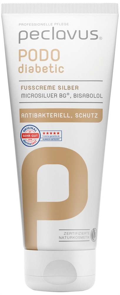 Peclavus Fußcreme Silber Podo diabetic Fußpflegecreme, 100ml 