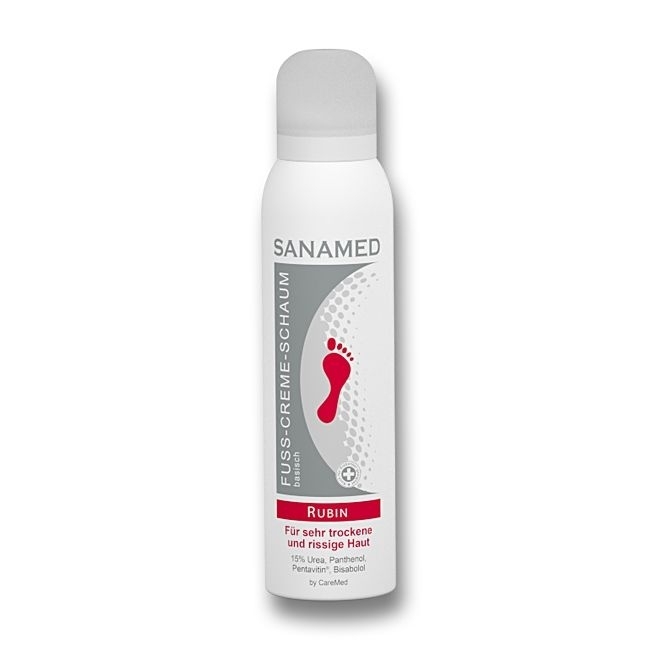 Sanamed Fuß-Creme-Schaum Rubin Fußschaum bei sehr trockener und rissiger Haut, mit 15% Urea 300 ml