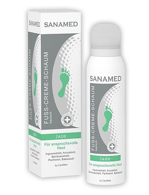 Sanamed Fuß-Creme-Schaum Jade Fußschaum für anspruchsvolle Haut, mit 5% Urea, 50ml 
