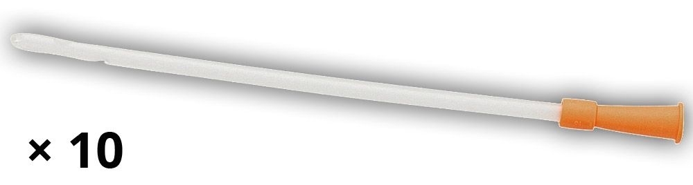 10 Stück flexible Blasen Entleerung mit Luer-Lock Anschluss, Kosmetex Einlaufhilfe Darm Rohr mit Farbcode orange 