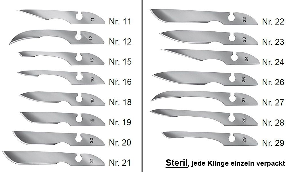 12x Bayha Sterile Skalpellklingen, Klingen einzeln steril verpackt 