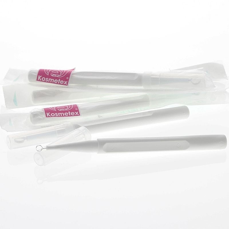 Hautkürette mit Kappe, scharfe Kürette für die Kürettage, Hautcuretten, Kosmetex Curette 3er Set