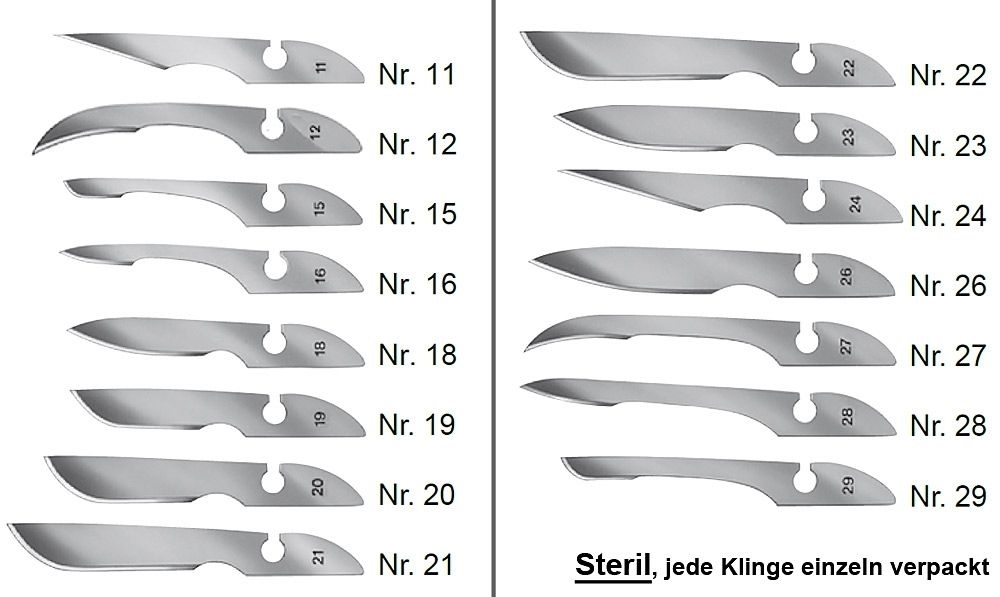 12x Bayha Sterile Skalpellklingen, Klingen einzeln steril verpackt 