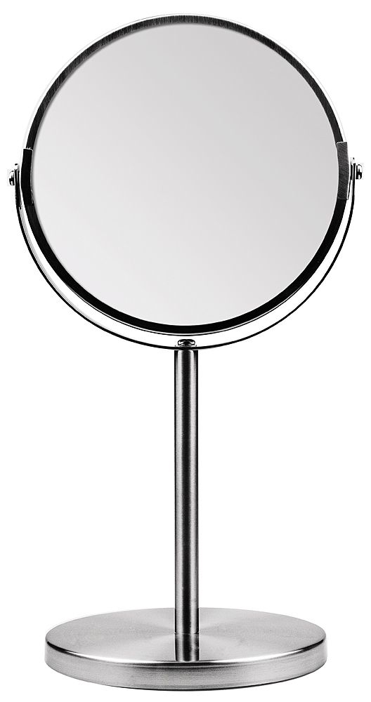 Kosmetex Metall Stand-Spiegel mit 2-fach Vergrößerung, 2 Spiegelflächen, 34cm Ø 16cm, Kosmetik-Spiegel drehbar 