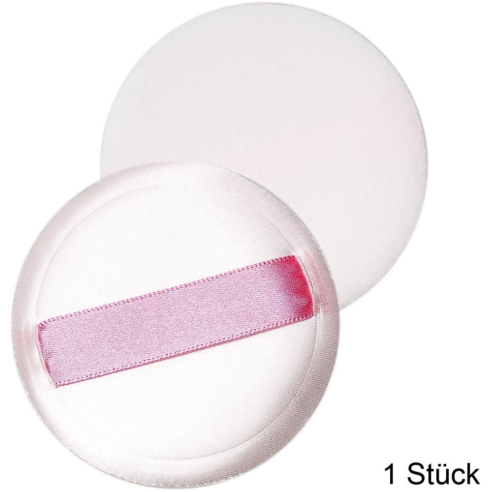 Puderquaste aus mikrofeinem Schaumstoff mit Band, Ø 7.5 cm, zum Auftragen von Puder Make-Up 7,5 cm