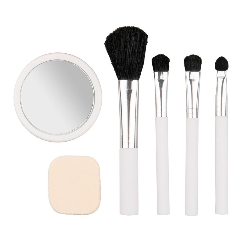 Titania Reiseset Kosmetikpinsel mit Schmink-Spiegel und Make up Schwämmchen für unterwegs 