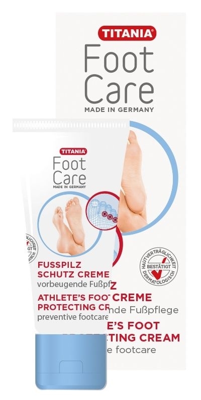 Titania Fusspilz Schutz Creme, intensive Pflege, Fußcreme gegen Fusspilz, Schutz vor Fusspilz, vorbeugende Fusspflege, 30ml 
