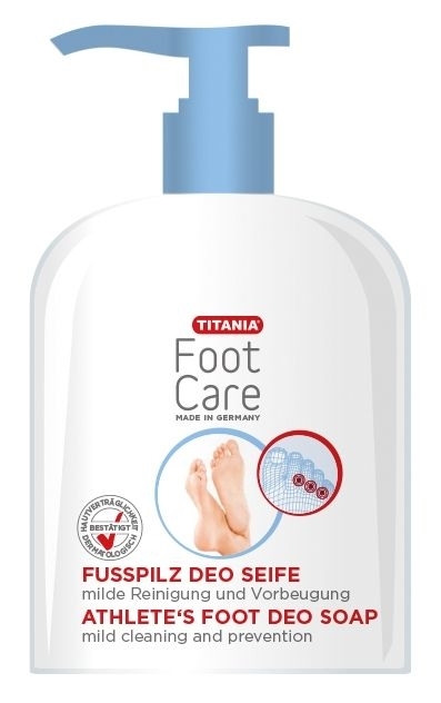 Titania Fusspilz Deo Seife, intensive Pflege, Reinigung, Schutz vor Fusspilz, vorbeugende Fusspflege, 300ml 