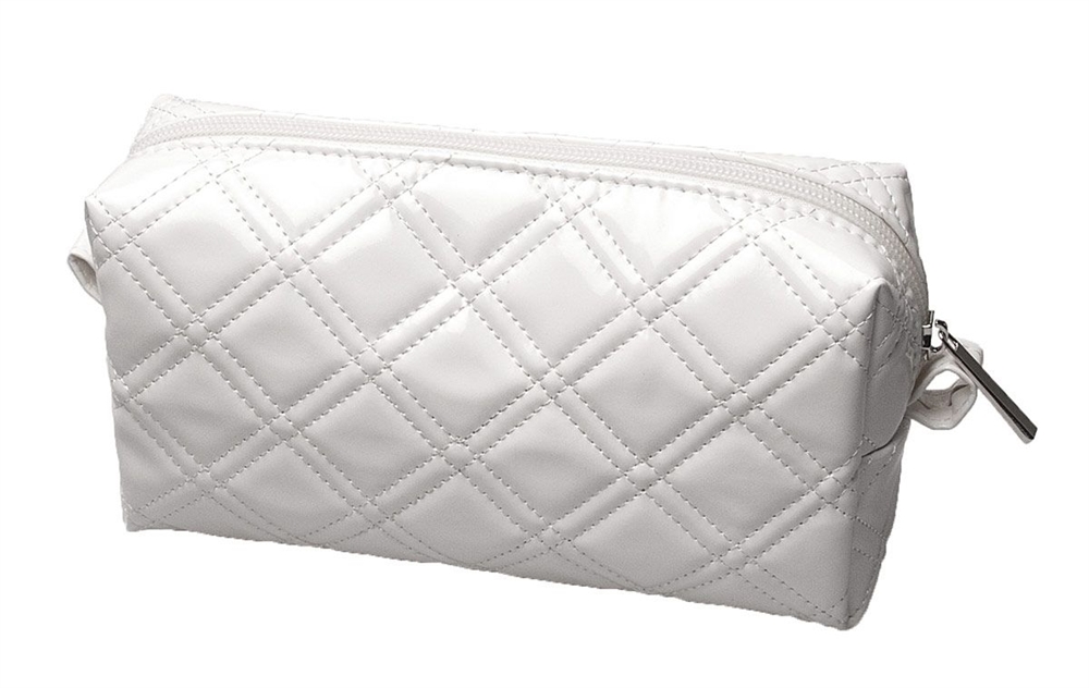 Kosmetiktasche, weiß Glänzend, 19 x 15 cm Schminktasche Kosmetex, Kulturbeutel 