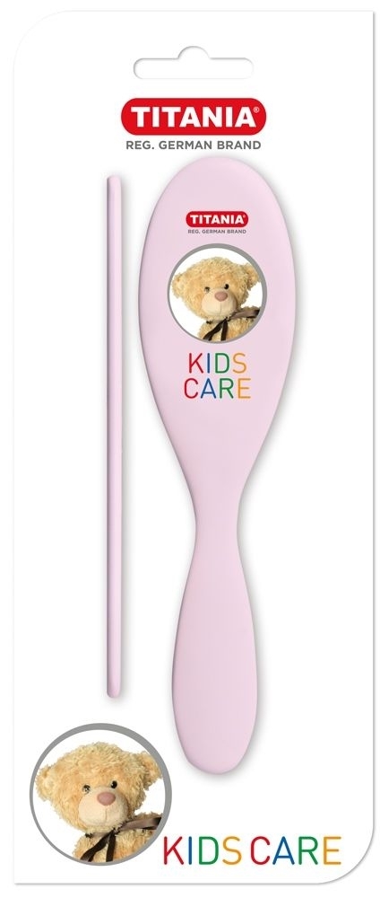 TITANIA Bürste und Kamm für das Baby mit Teddy Bär Aufdruck. In 3 Farben. 