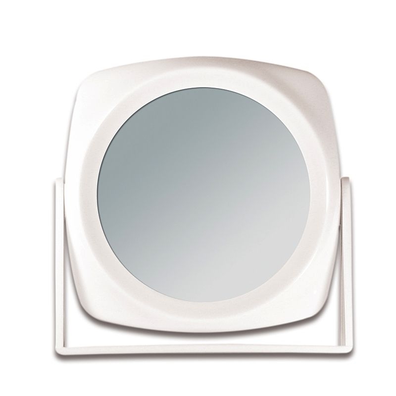Doppelseitiger Stand-Spiegel Kosmetex Tisch-Spiegel mit 2-fach-Vergrößerung, weiss Klein