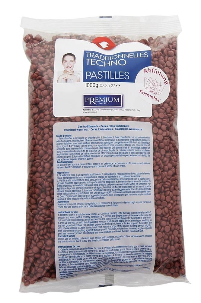Premium Techno Wachs-Perlen Schokolade Xanitalia für Waxing ohne Vliesstreife, 1000ml 