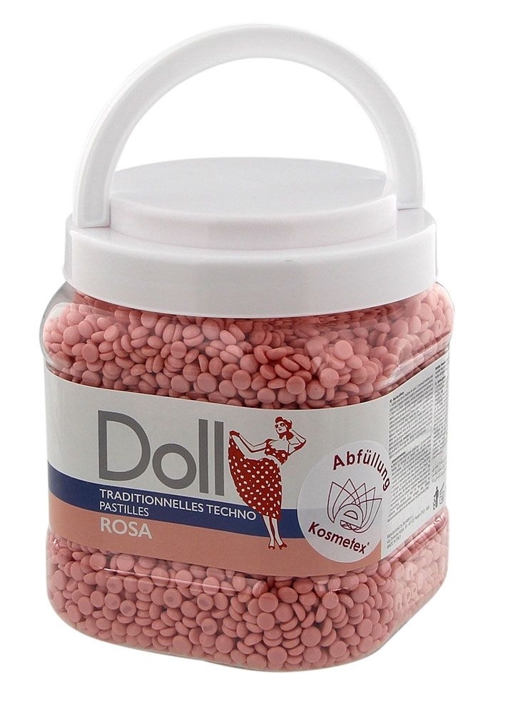 Techno Wachs-Perlen Doll Rosa Dose m. Deckel f. professionelles Waxing ohne Vliesstreife, 1000g 