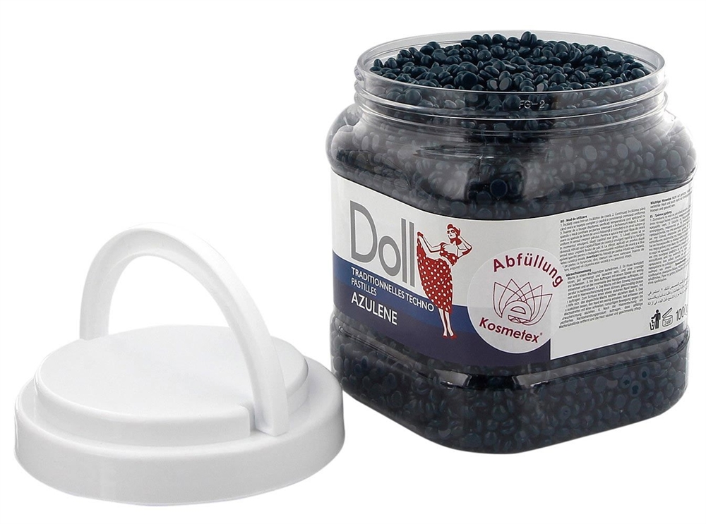 Azulen Techno Wachs-Perlen Doll Dose m. Deckel f. professionelles Waxing ohne Vliesstreife, 1000g 