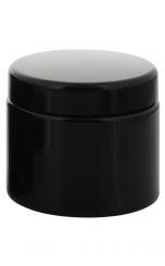 Violett Miron Glas-Tiegel 50ml mit Deckel Schwarz, Leere Kosmetex Glas Creme-Dose, Kosmetik-Dose Mironglas Violettglas 1x Deckel-Schwarz