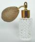 Kosmetex Glas-Flakon leer mit Kristallschliff, 25ml Parfüm-Zerstäuber mit Ballpumpe, Farbe: Ballp. Gold