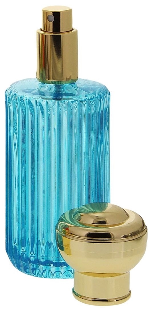 Glas-Flacon Mit Pumpzerstäuber – Türkise Waben-Optik, 100 Ml, Für Parfüm & Raumduft
