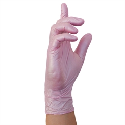 Perlmutt Nitrilhandschuhe schimmernd Rosa, Glamour Rose Einmalhandschuhe, 100 Stück 