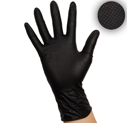 Grip Nitrilhandschuhe Black, Schwarze Arbeitshandschuhe, Einmalhandschuhe, L 