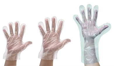 Einmalhandschuhe PE, transparent, unsteril, gehämmert, 100 Stück 