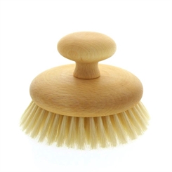 Runde Trockenmassagebürste, Buchenholz mit Knauf Trocken Massagebürste, 11cm 