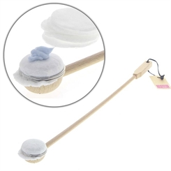 Kosmetex Eincremehilfe am gebogenen Stiel 50cm, Rücken Eincremer Rückenbürste zum eincremen mit Lederband 