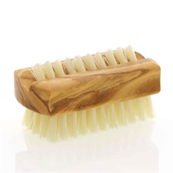 Kleine Nagelbürste, Kosmetex Handbürste aus Holz mit Naturborsten, Reisenagelbürste, Olivenholz - helle Borsten