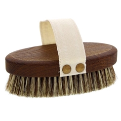 Trocken Massagebürste, Wellfit mit Gurt, Hand Trockenmassage Dunkles Holz