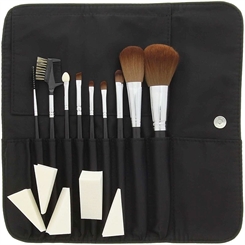 9 Kosmetik Pinsel, Kosmetikpinsel Set, Plantinum Pinseletui Kunstleder schwarz, Barbara Hoffmann 