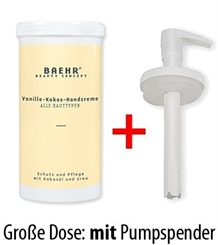 Baehr Handcreme Vanille Kokos, mit Kokosöl, Urea, 450ml mit Spender