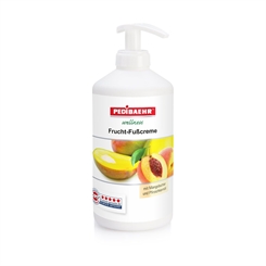 Fußbalsam, Frucht Fußcreme mit Mangobutter und Pfirsichkernöl Fusspflege für jeden Hauttyp, PediBaehr 500 ml mit Spender