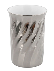 Zahnputz-Becher "Platino" Porzellan silber platin Bauteil Garnitur Bad Accessoires 