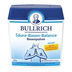 Bullrich Basenpulver, Vegan, Säure-Basen-Haushalt, basisches Basenerzeugnis, mit 20 Teststreifen, 200 g 