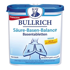 Bullrich Basentabletten, Säure-Basen-Haushalt, Vegan basisches Basenerzeugnis, mit Teststreifen im Bodenfach 450 Stück
