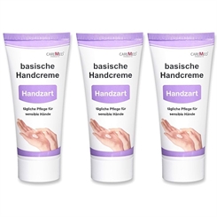 CareMed Handzart 3x 75ml, basische Handcreme, Handpflegecreme für sensible Hände, 