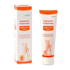 CareMed UREA 10% extra, basische Fußcreme bei sehr trockenen, rauen Füßen, pH Wert 8,0, Fusspflegecreme 150 ml