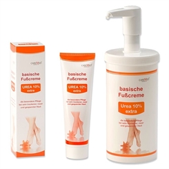 CareMed UREA 10% extra, basische Fußcreme bei sehr trockenen, rauen Füßen, pH Wert 8,0, Fusspflegecreme 