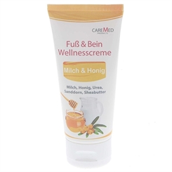 CareMed Milch Honig Wellness Fußcreme Fuß und Bein, Wellnesscreme 150 ml