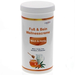 CareMed Milch Honig Wellness Fußcreme Fuß und Bein, Wellnesscreme 450ml Nachfüll